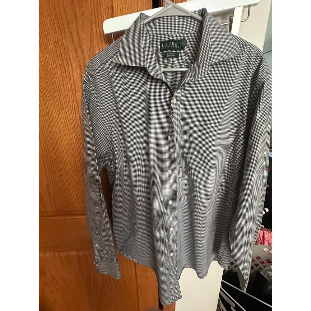 Lauren Ralph Lauren Classic Fit Non Iron Gingham Button Down Shirt Black White